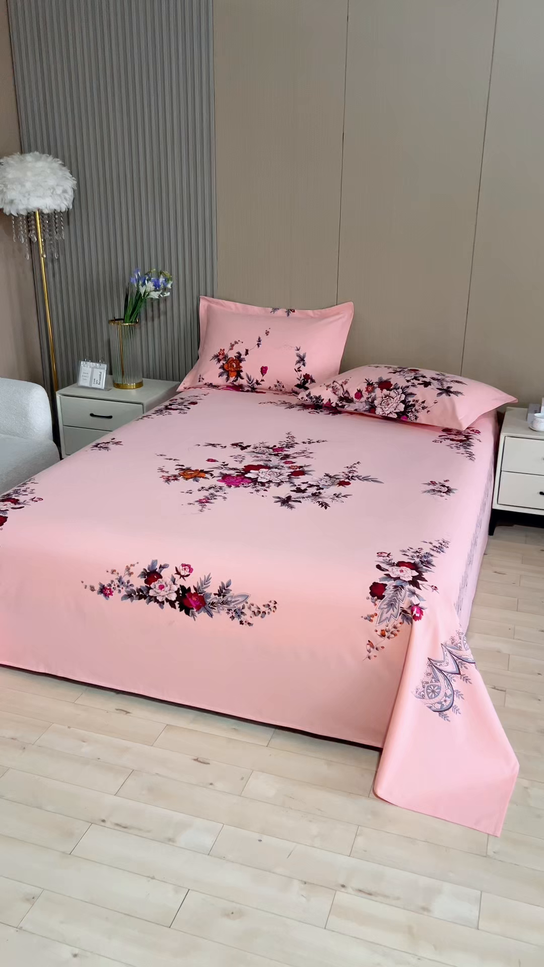 91家纺网 家纺一手货源 找家纺 居美良品 2026新款100%全棉国民老上海纯棉A类老式新疆棉床单 牡丹古韵-玉色