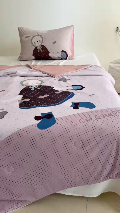 91家纺网 家纺一手货源 找家纺 豪美鑫 2026新款大版凉感夏被 森系小兔