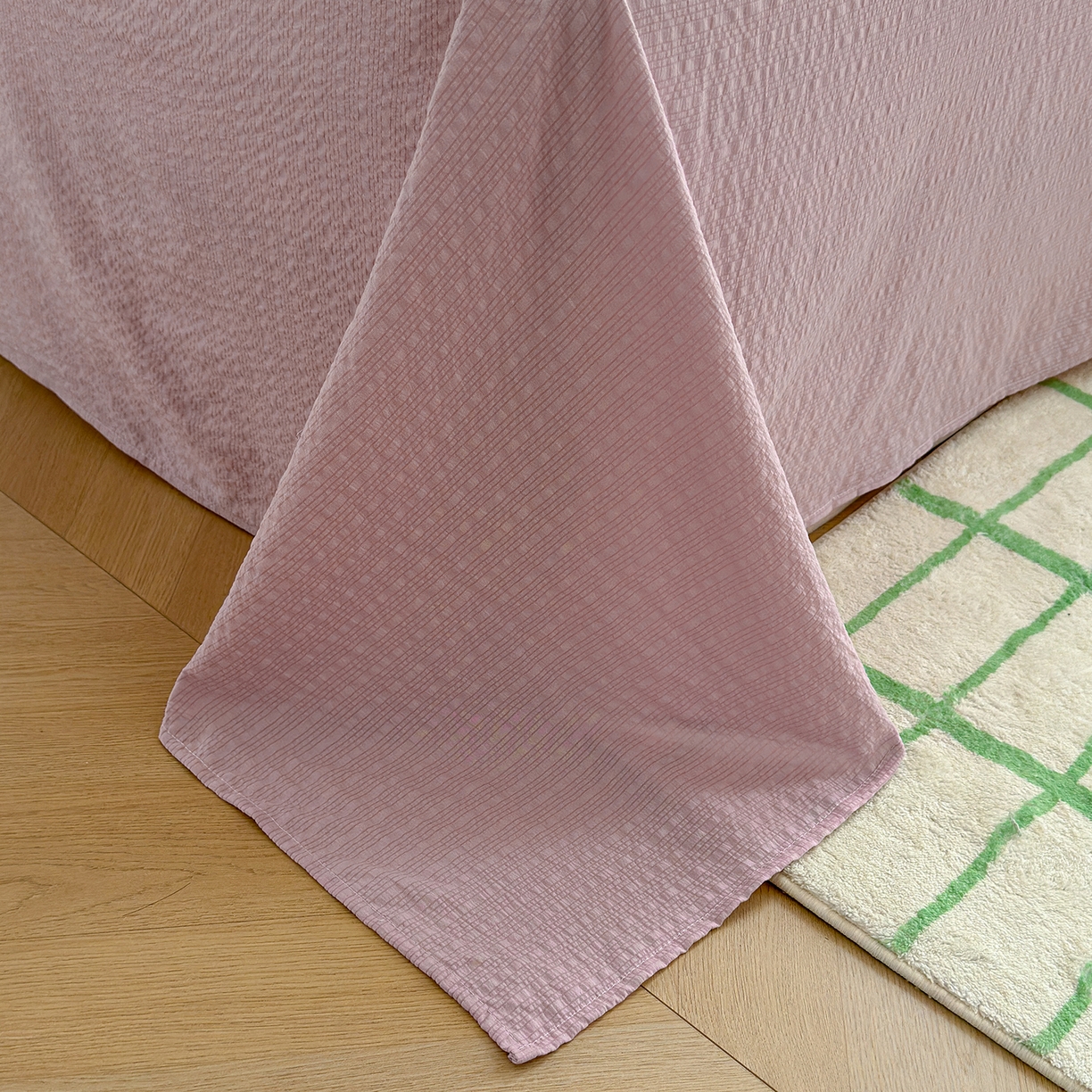 91家纺网 家纺一手货源 找家纺 （总）晚爱 2026新款泡芙棉双层纱夏被四件套小清新泡泡纱夏被四件套