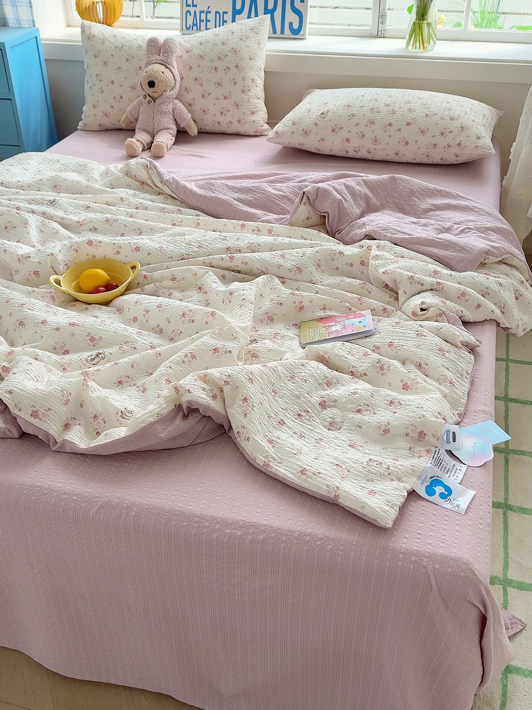 91家纺网 家纺一手货源 找家纺 （总）晚爱 2026新款泡芙棉双层纱夏被四件套小清新泡泡纱夏被四件套