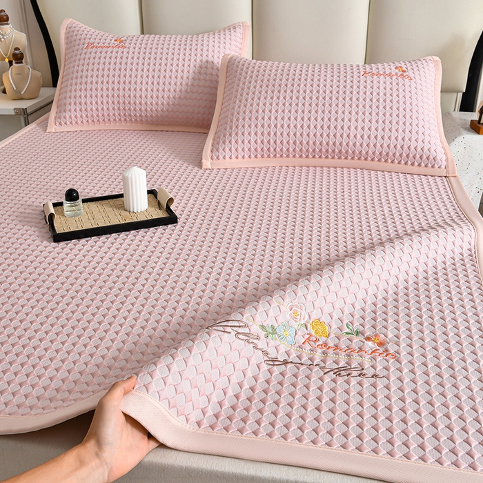 91家纺网 家纺一手货源 找家纺 梦之星 2025新款凉豆豆凉席三件套 纯色渐变款-绿