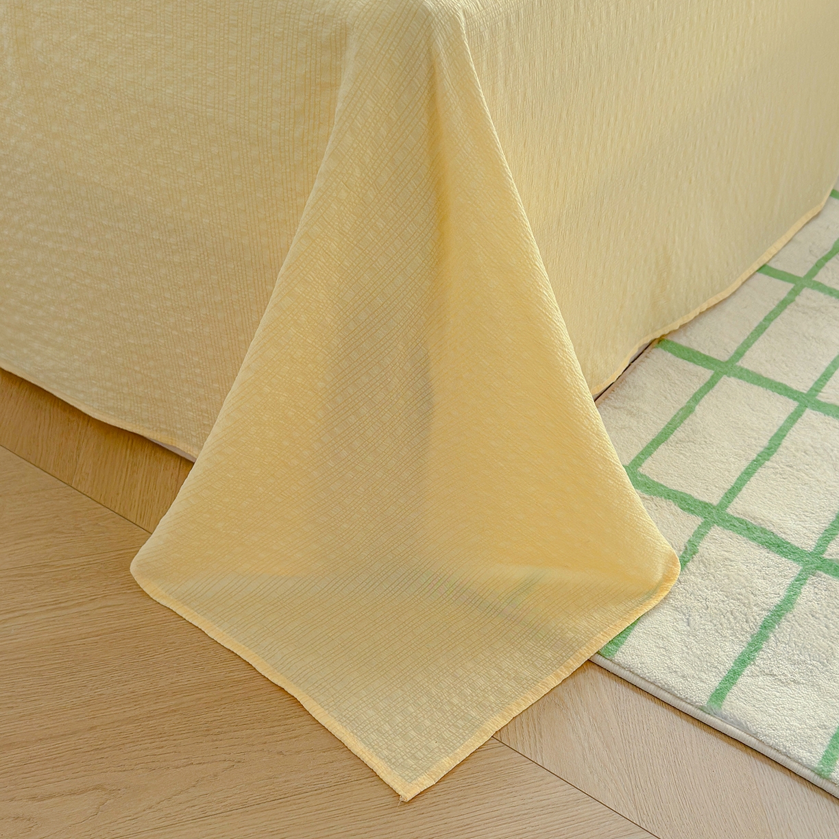 91家纺网 家纺一手货源 找家纺 晚爱 2026新款泡芙棉双层纱夏被四件套小清新泡泡纱夏被四件套 1软萌星