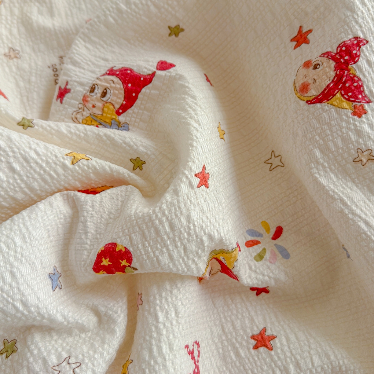 91家纺网 家纺一手货源 找家纺 晚爱 2026新款泡芙棉双层纱夏被四件套小清新泡泡纱夏被四件套 1软萌星