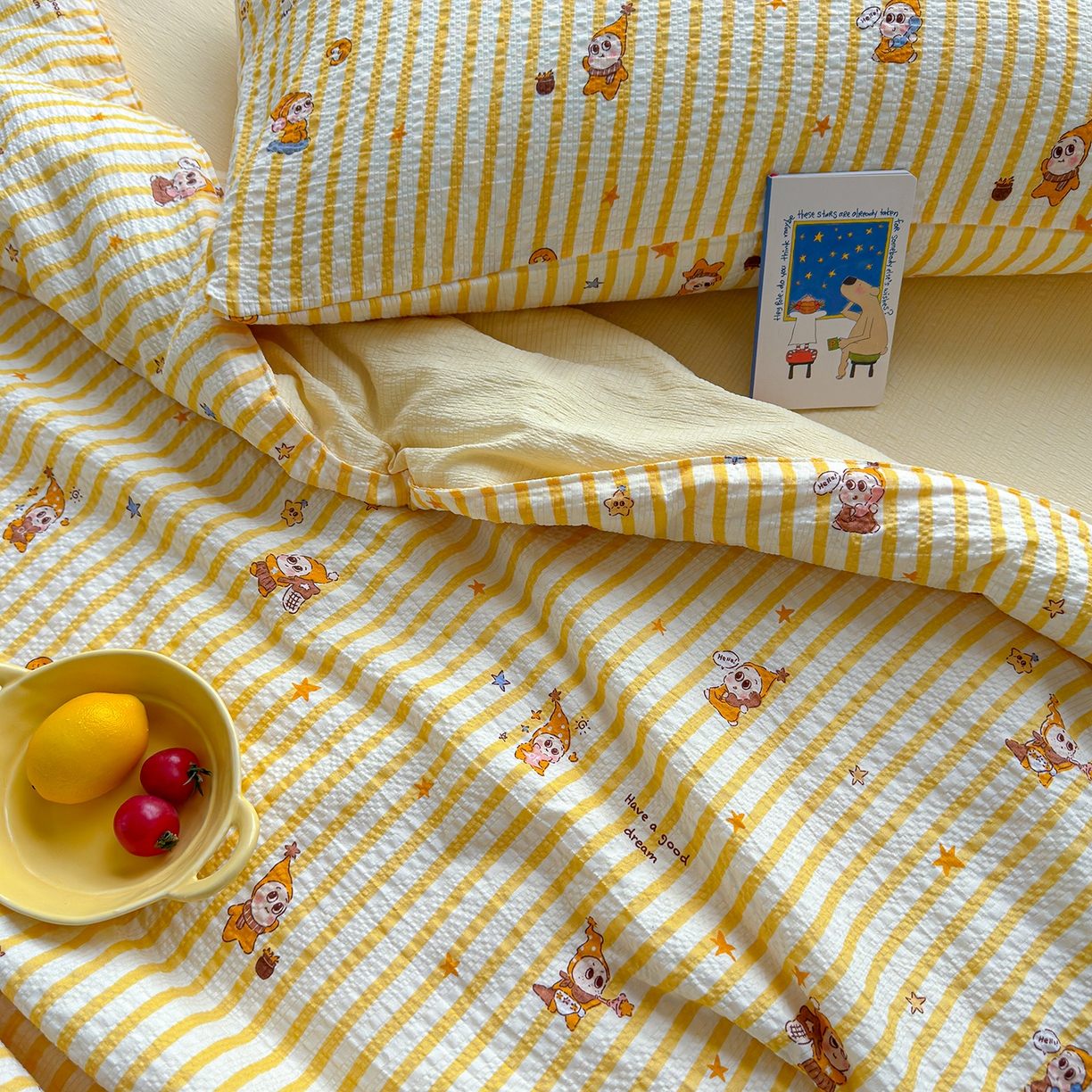 91家纺网 家纺一手货源 找家纺 晚爱 2026新款泡芙棉双层纱夏被四件套小清新泡泡纱夏被四件套 2星宝贝