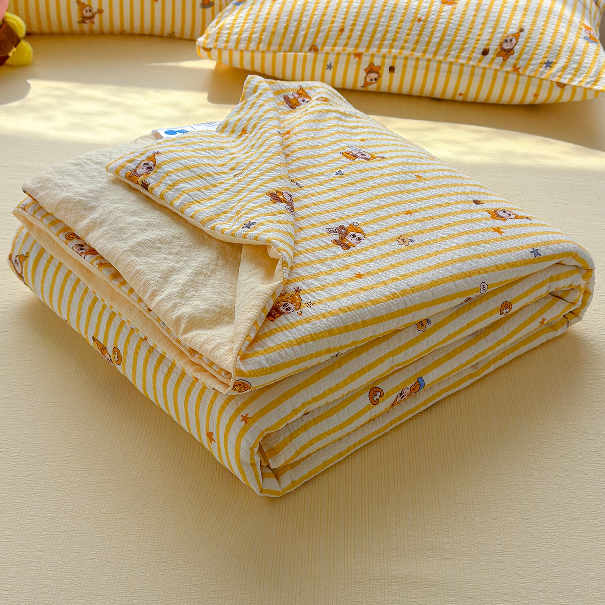 91家纺网 家纺一手货源 找家纺 晚爱 2026新款泡芙棉双层纱夏被四件套小清新泡泡纱夏被四件套 2星宝贝