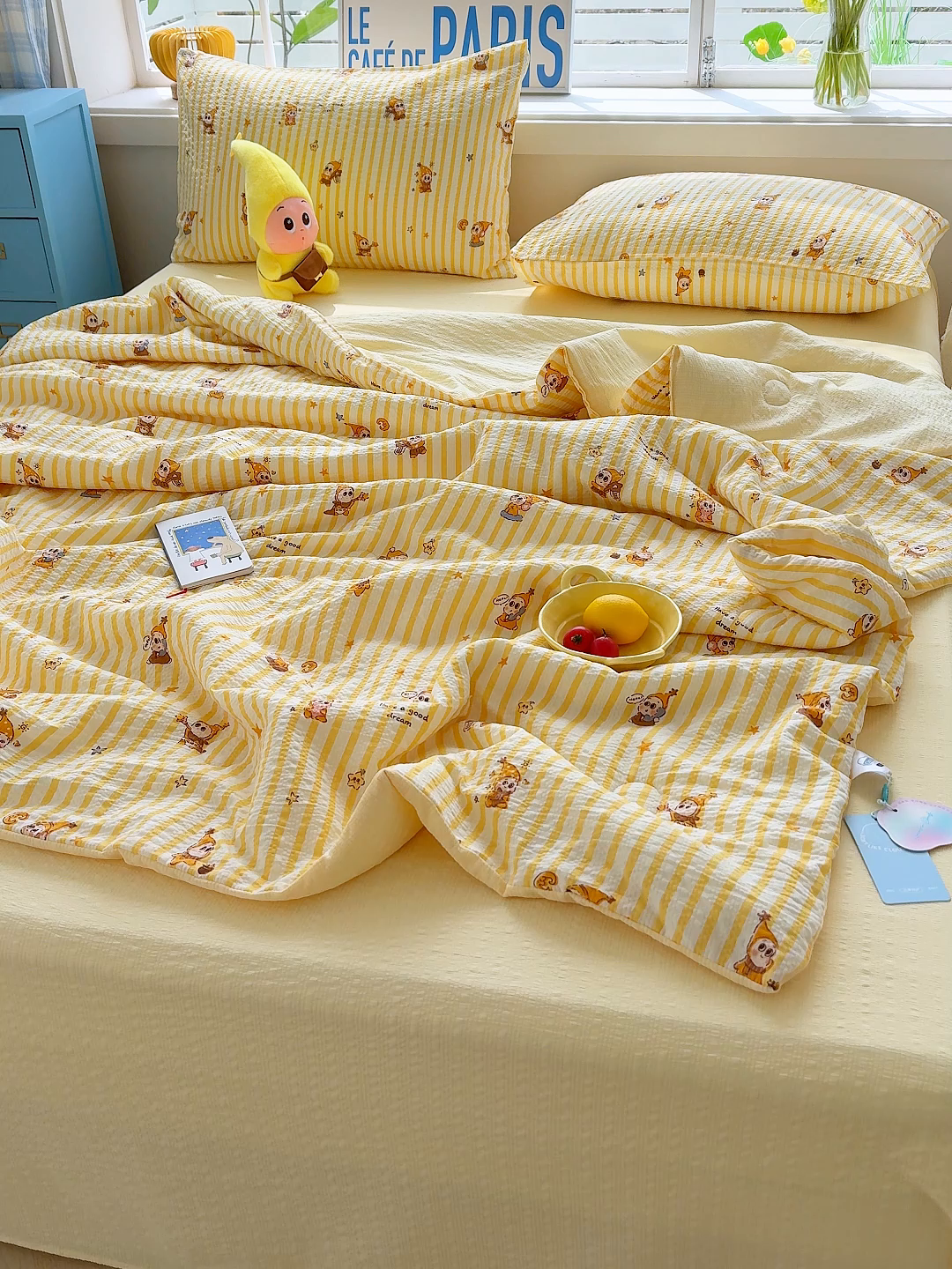 91家纺网 家纺一手货源 找家纺 晚爱 2026新款泡芙棉双层纱夏被四件套小清新泡泡纱夏被四件套 2星宝贝