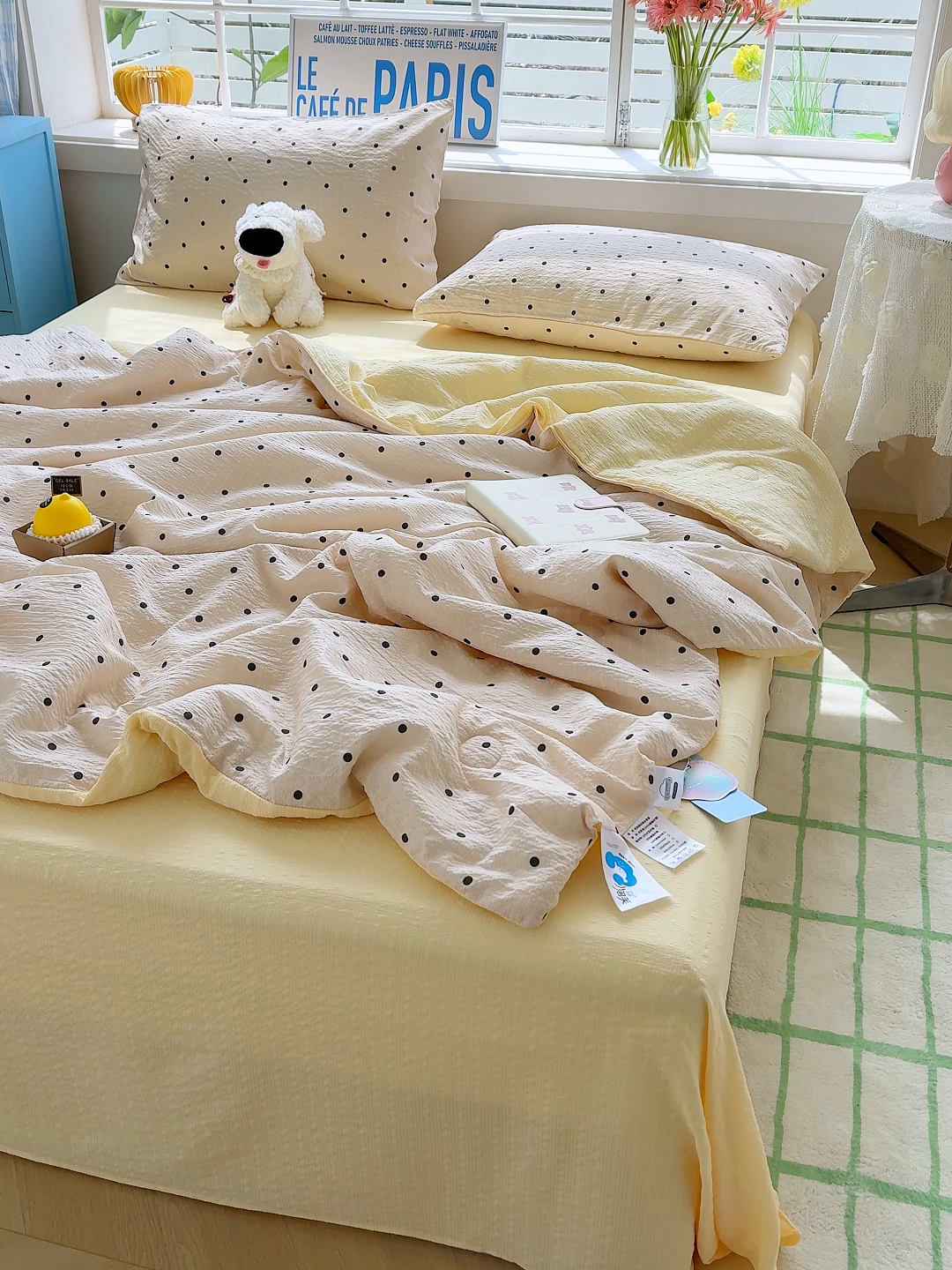91家纺网 家纺一手货源 找家纺 晚爱 2026新款泡芙棉双层纱夏被四件套小清新泡泡纱夏被四件套 3珍珠奶茶