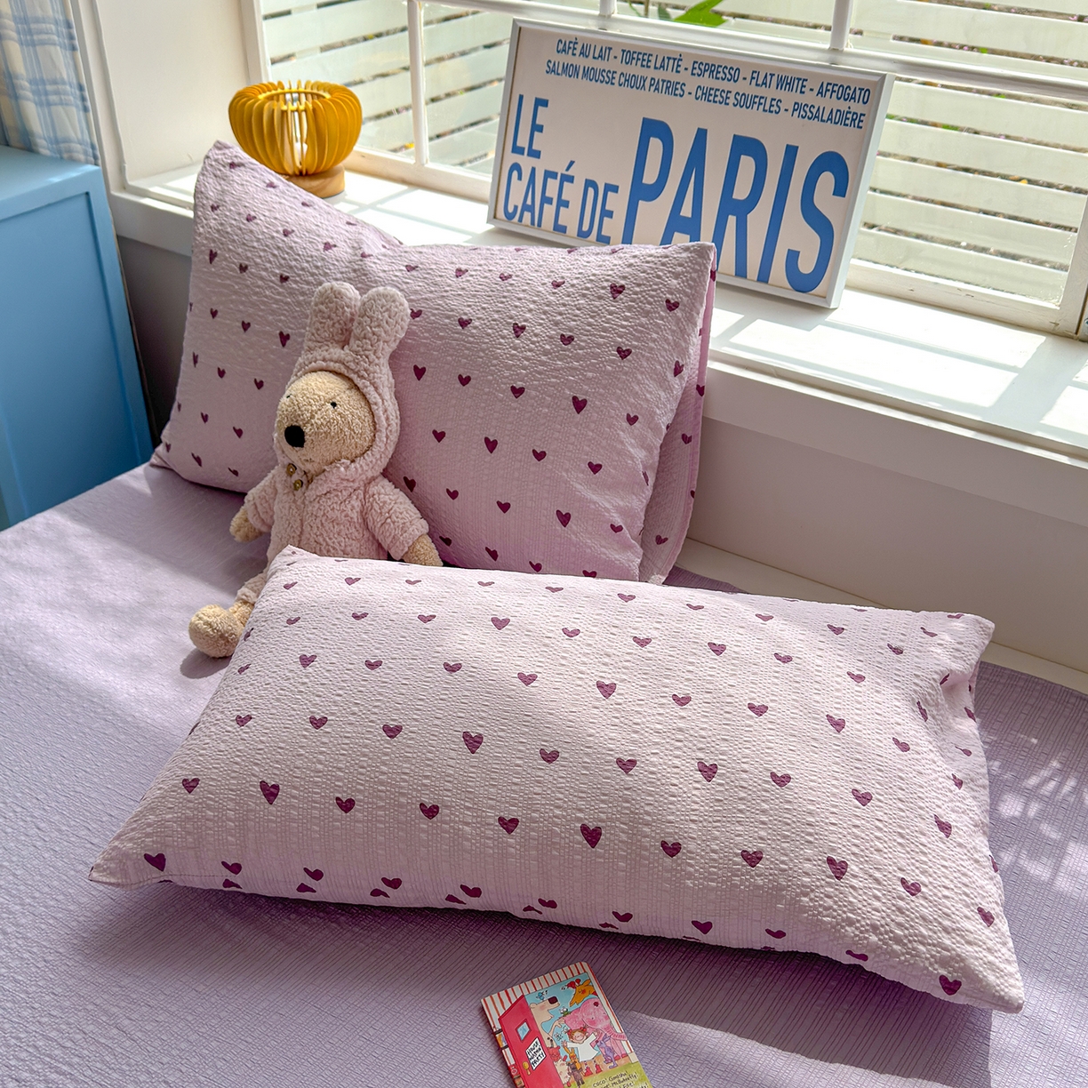 91家纺网 家纺一手货源 找家纺 晚爱 2026新款泡芙棉双层纱夏被四件套小清新泡泡纱夏被四件套 7芋泥波波