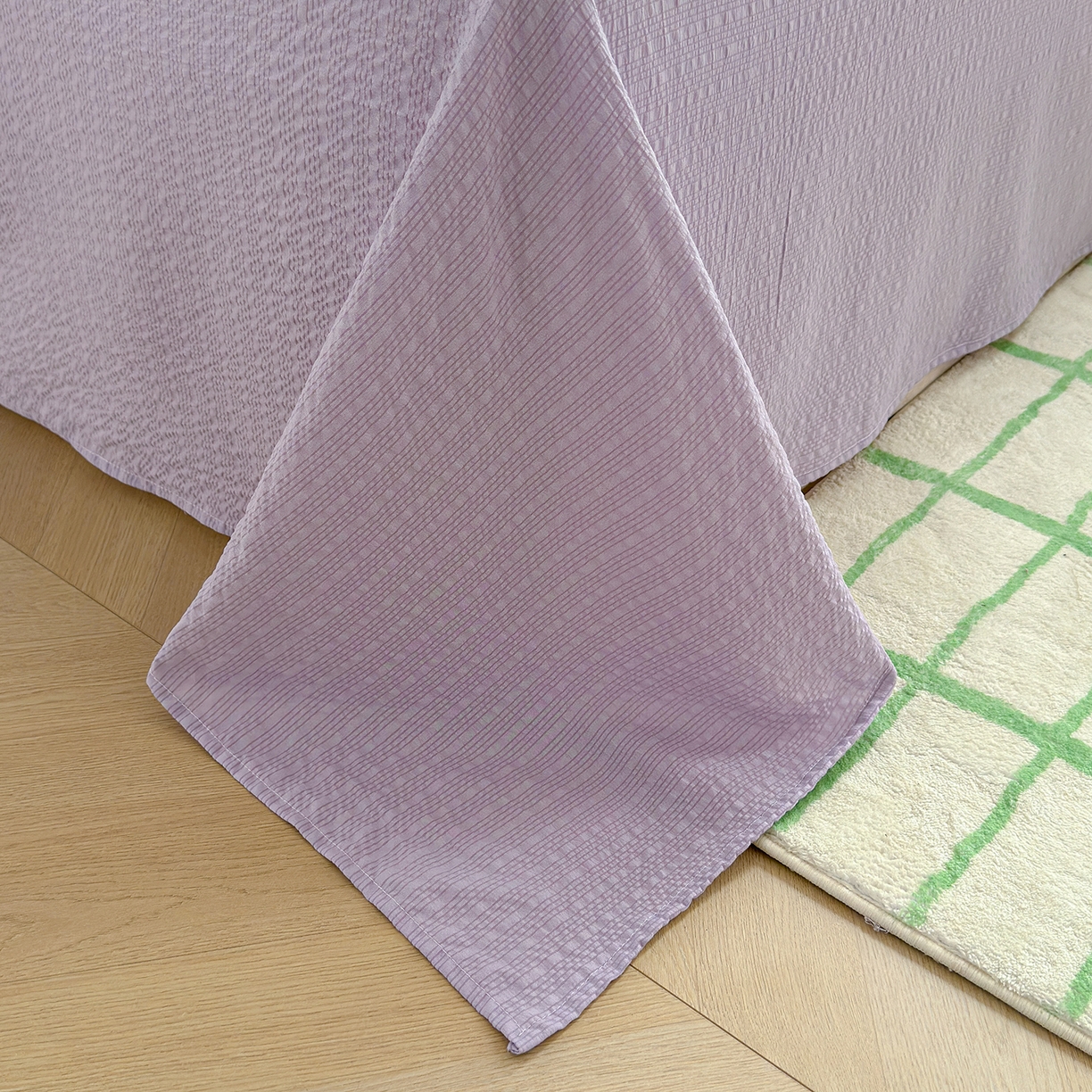 91家纺网 家纺一手货源 找家纺 晚爱 2026新款泡芙棉双层纱夏被四件套小清新泡泡纱夏被四件套 7芋泥波波