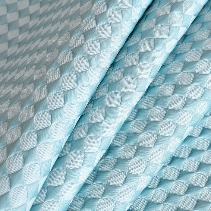 91家纺网 家纺一手货源 找家纺 梦之星 2026新款PE凉感豆豆凉席绣花三明治复合三件套 格韵-蓝-平铺款