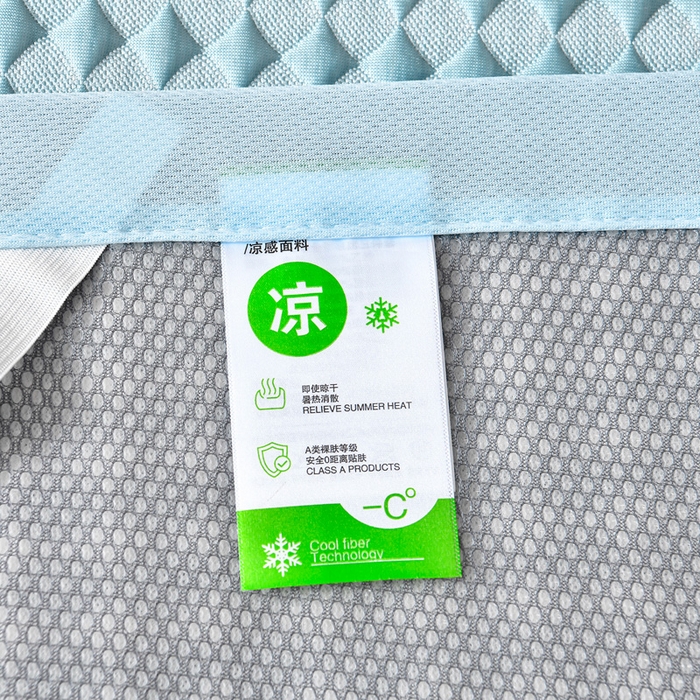 91家纺网 家纺一手货源 找家纺 梦之星 2026新款PE凉感豆豆凉席绣花三明治复合三件套 格韵-蓝-平铺款