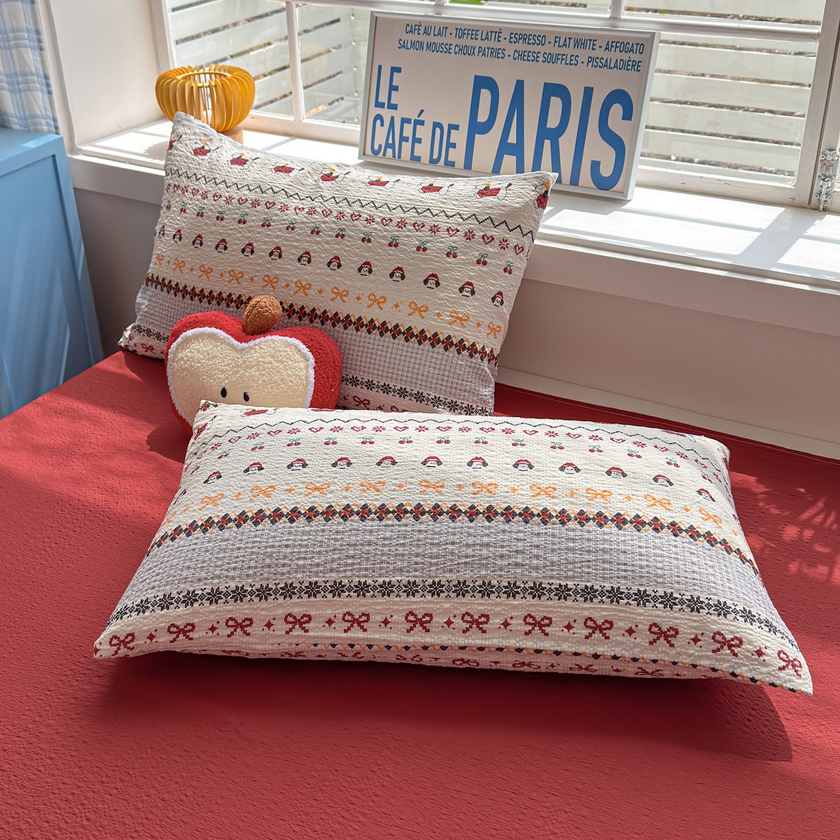 91家纺网 家纺一手货源 找家纺 晚爱 2026新款泡芙棉双层纱夏被四件套小清新泡泡纱夏被四件套 8费尔岛小狗