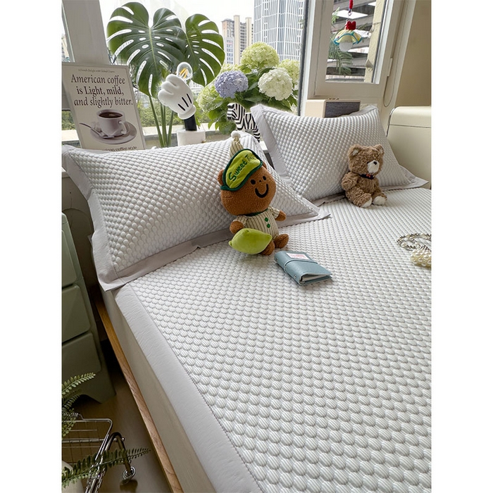 91家纺网 家纺一手货源 找家纺 宜派家纺 2026新款A类卡通3D冰豆豆凉席三件套凉感值过0.21夏天刺绣冰丝席可机洗儿童空调软席子 冰川蓝-床席