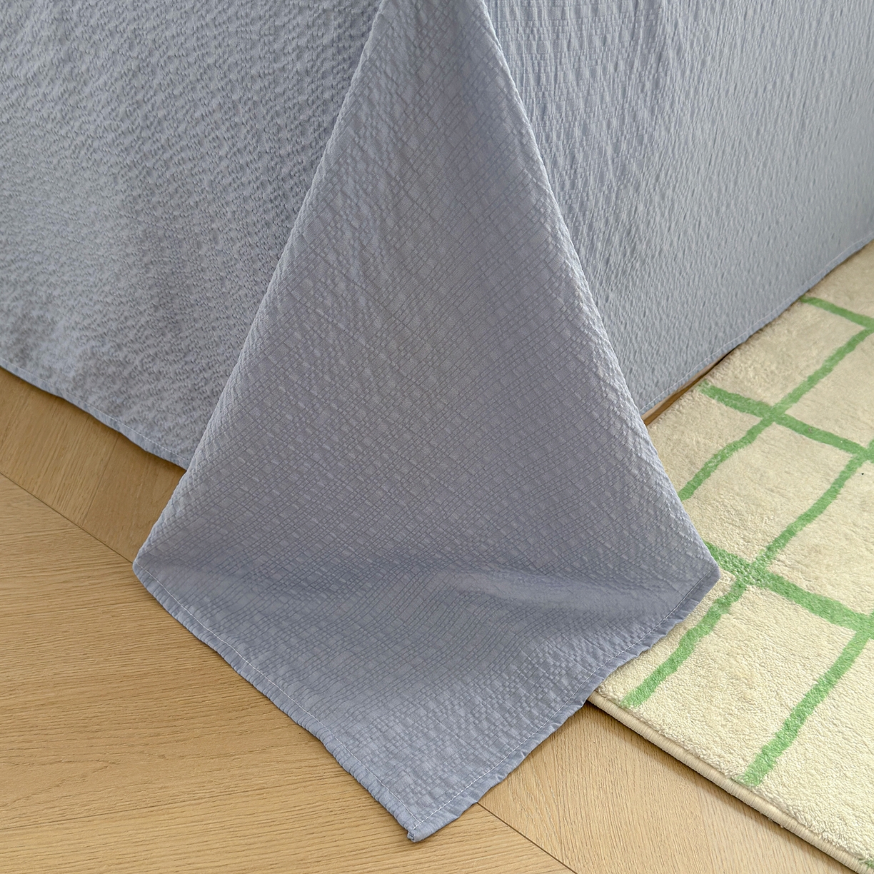 91家纺网 家纺一手货源 找家纺 晚爱 2026新款泡芙棉双层纱夏被四件套小清新泡泡纱夏被四件套 9蓝雪花