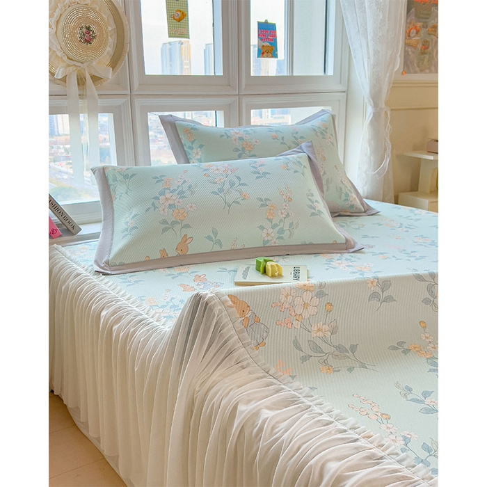 91家纺网 家纺一手货源 找家纺 宜派家纺 2026新款夏季花卉冰丝床裙席凉感值过0.21单件夏天冰豆豆A类可机洗学生宿舍空调软席 丛林小兔-床裙