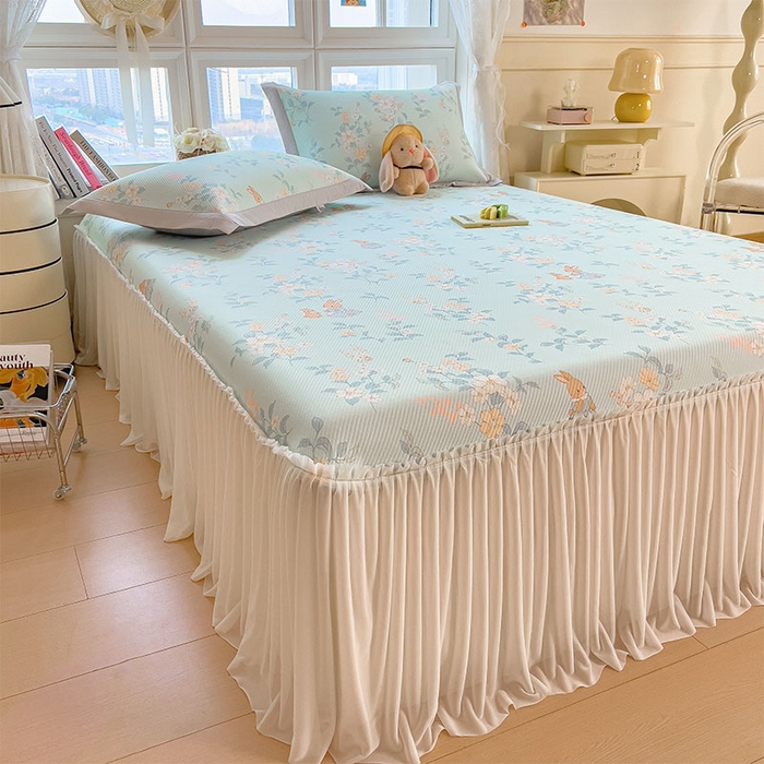 91家纺网 家纺一手货源 找家纺 宜派家纺 2026新款夏季花卉冰丝床裙席凉感值过0.21单件夏天冰豆豆A类可机洗学生宿舍空调软席 丛林小兔-床裙