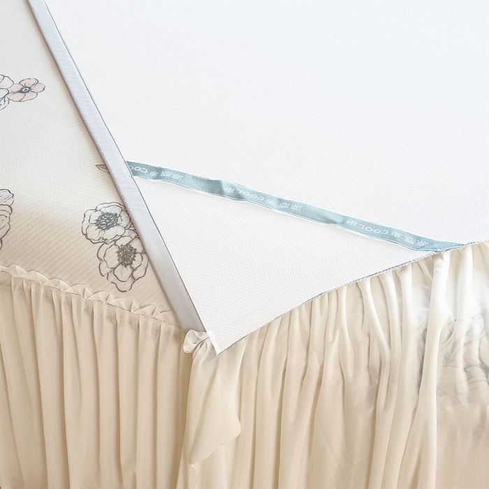 91家纺网 家纺一手货源 找家纺 宜派家纺 2026新款夏季花卉冰丝床裙席凉感值过0.21单件夏天冰豆豆A类可机洗学生宿舍空调软席 花影-床裙