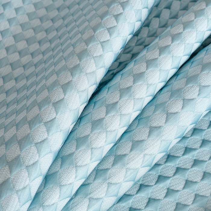 91家纺网 家纺一手货源 找家纺 梦之星 2026新款PE凉感豆豆凉席绣花三明治复合床笠款三件套 格韵-蓝-床笠款