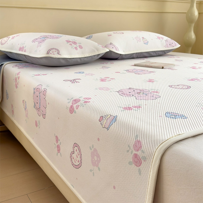 91家纺网 家纺一手货源 找家纺 宜派家纺 2026新款冰豆豆席卡通凉席凉感值过0.21可机洗夏天学生宿舍单人席子 爱心兔-床席