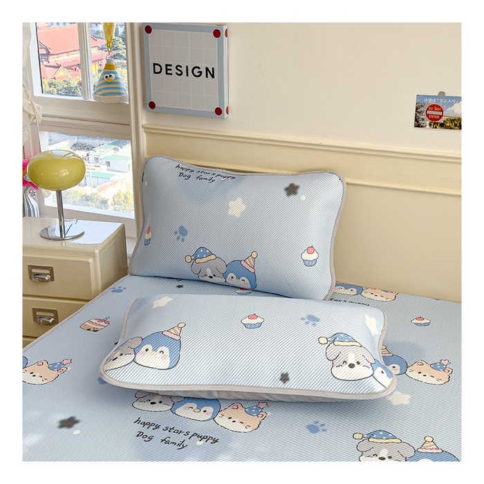 91家纺网 家纺一手货源 找家纺 宜派家纺 2026新款冰豆豆席卡通凉席凉感值过0.21可机洗夏天学生宿舍单人席子 开心一家-床席