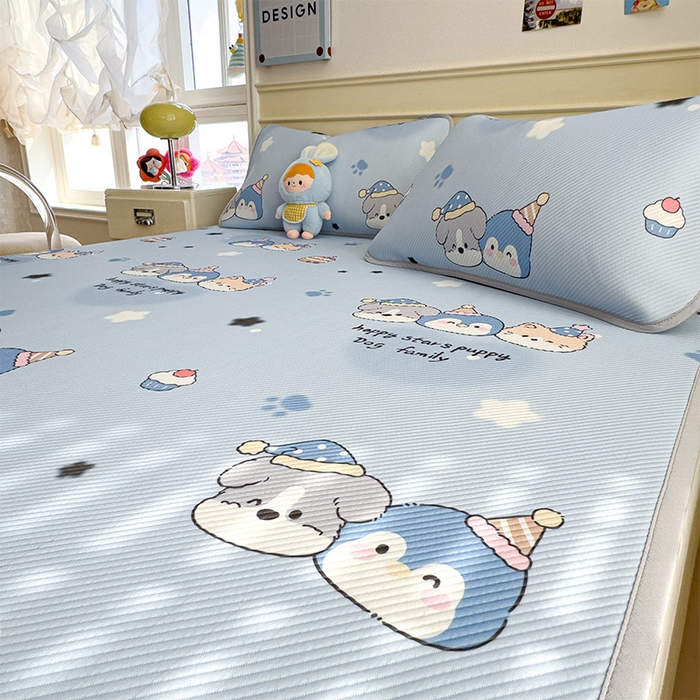 91家纺网 家纺一手货源 找家纺 宜派家纺 2026新款冰豆豆席卡通凉席凉感值过0.21可机洗夏天学生宿舍单人席子 开心一家-床席