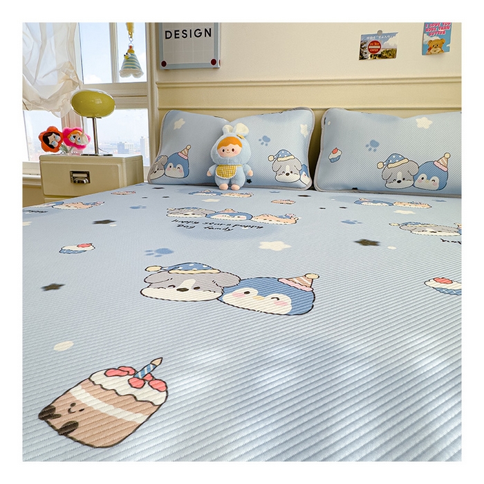 91家纺网 家纺一手货源 找家纺 宜派家纺 2026新款冰豆豆席卡通凉席凉感值过0.21可机洗夏天学生宿舍单人席子 开心一家-床席