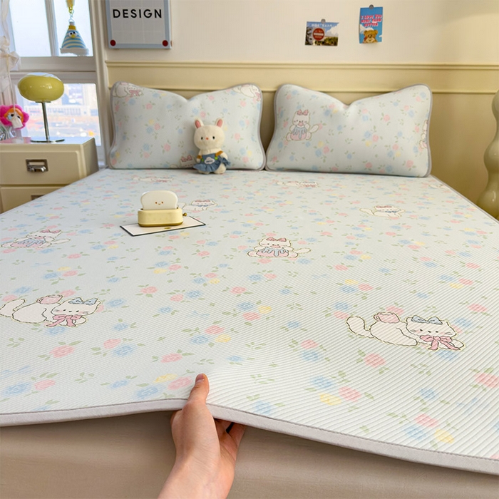 宜派家纺 2026新款冰豆豆席卡通凉席凉感值过0.21可机洗夏天学生宿舍单人席子 奶茶布丁-床席