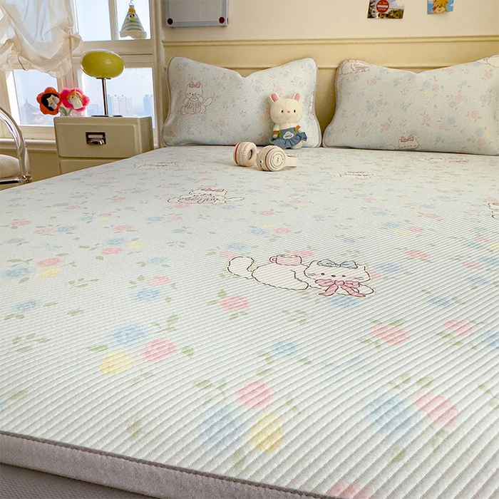 91家纺网 家纺一手货源 找家纺 宜派家纺 2026新款冰豆豆席卡通凉席凉感值过0.21可机洗夏天学生宿舍单人席子 奶茶布丁-床席