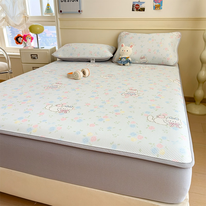 91家纺网 家纺一手货源 找家纺 宜派家纺 2026新款冰豆豆席卡通凉席凉感值过0.21可机洗夏天学生宿舍单人席子 奶茶布丁-床席