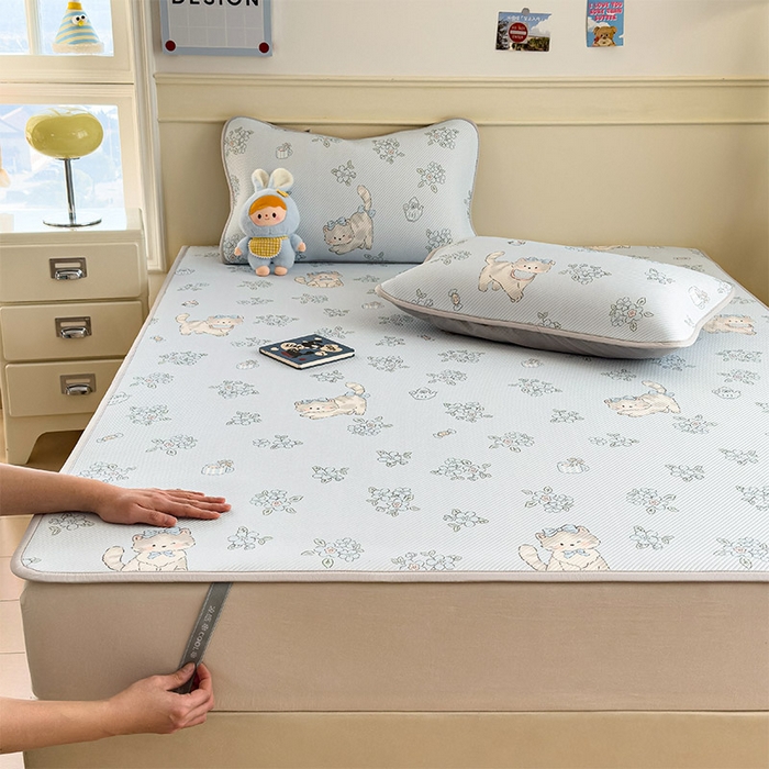 91家纺网 家纺一手货源 找家纺 宜派家纺 2026新款冰豆豆席卡通凉席凉感值过0.21可机洗夏天学生宿舍单人席子 小花猫-床席