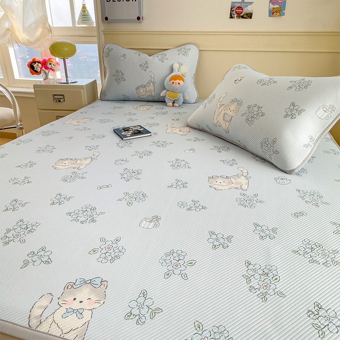 91家纺网 家纺一手货源 找家纺 宜派家纺 2026新款冰豆豆席卡通凉席凉感值过0.21可机洗夏天学生宿舍单人席子 小花猫-床席