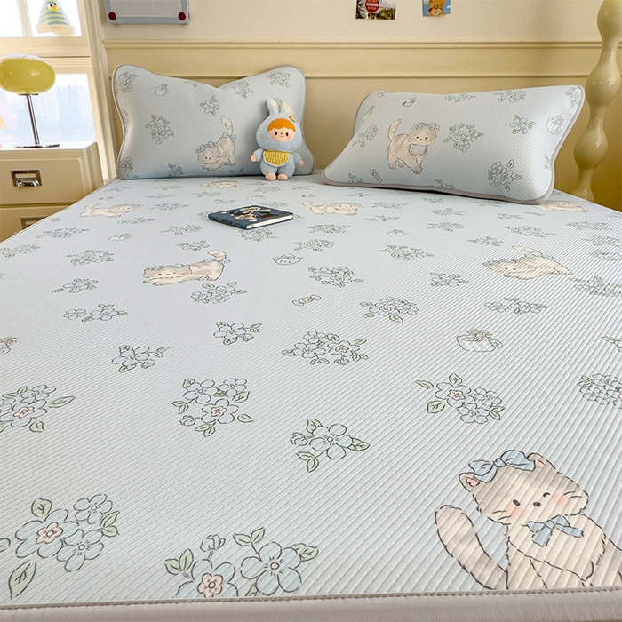 91家纺网 家纺一手货源 找家纺 宜派家纺 2026新款冰豆豆席卡通凉席凉感值过0.21可机洗夏天学生宿舍单人席子 小花猫-床席