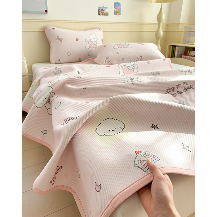 91家纺网 家纺一手货源 找家纺 宜派家纺 2026新款冰豆豆席卡通凉席凉感值过0.21可机洗夏天学生宿舍单人席子 心心蜜狗-床席