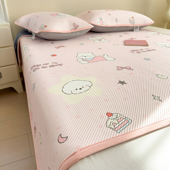 91家纺网 家纺一手货源 找家纺 宜派家纺 2026新款冰豆豆席卡通凉席凉感值过0.21可机洗夏天学生宿舍单人席子 心心蜜狗-床席