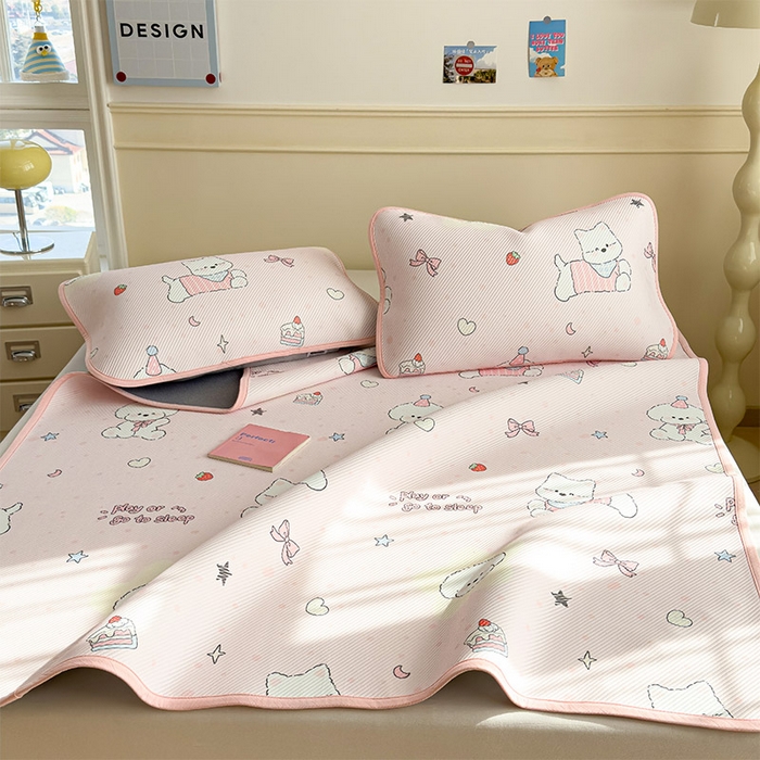 91家纺网 家纺一手货源 找家纺 宜派家纺 2026新款冰豆豆席卡通凉席凉感值过0.21可机洗夏天学生宿舍单人席子 心心蜜狗-床席