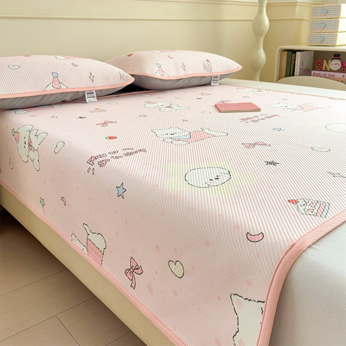 91家纺网 家纺一手货源 找家纺 宜派家纺 2026新款冰豆豆席卡通凉席凉感值过0.21可机洗夏天学生宿舍单人席子 心心蜜狗-床席