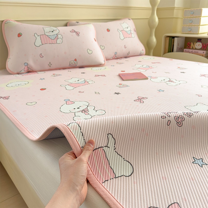 91家纺网 家纺一手货源 找家纺 宜派家纺 2026新款冰豆豆席卡通凉席凉感值过0.21可机洗夏天学生宿舍单人席子 心心蜜狗-床席