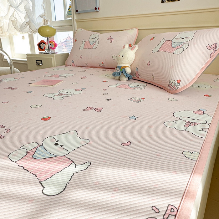 91家纺网 家纺一手货源 找家纺 宜派家纺 2026新款冰豆豆席卡通凉席凉感值过0.21可机洗夏天学生宿舍单人席子 心心蜜狗-床席