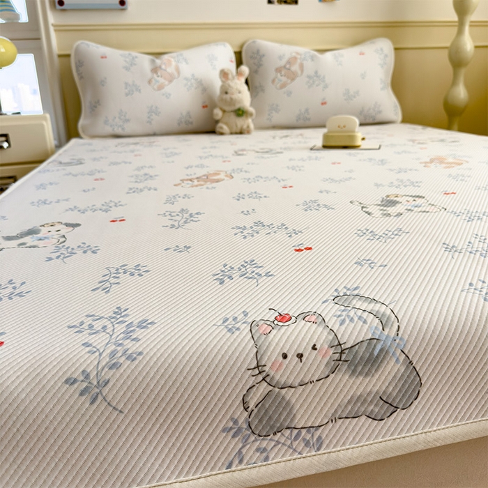 91家纺网 家纺一手货源 找家纺 宜派家纺 2026新款冰豆豆席卡通凉席凉感值过0.21可机洗夏天学生宿舍单人席子 樱桃泡泡狗-床席