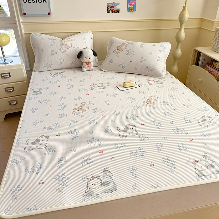 91家纺网 家纺一手货源 找家纺 宜派家纺 2026新款冰豆豆席卡通凉席凉感值过0.21可机洗夏天学生宿舍单人席子 樱桃泡泡狗-床席