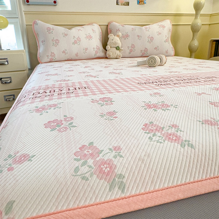 91家纺网 家纺一手货源 找家纺 宜派家纺 2026新款冰豆豆席卡通凉席凉感值过0.21可机洗夏天学生宿舍单人席子 粉色花海-床笠