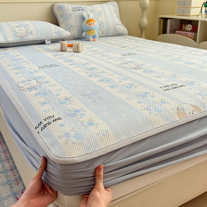 宜派家纺 2026新款冰豆豆席卡通凉席凉感值过0.21可机洗夏天学生宿舍单人席子 花园物语-床笠