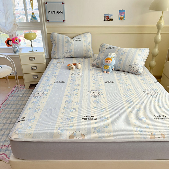 91家纺网 家纺一手货源 找家纺 宜派家纺 2026新款冰豆豆席卡通凉席凉感值过0.21可机洗夏天学生宿舍单人席子 花园物语-床笠