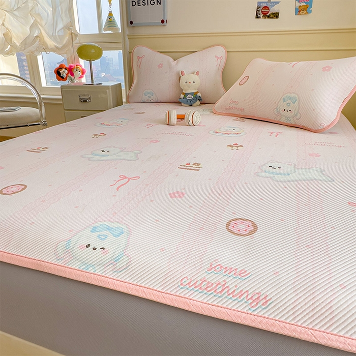 91家纺网 家纺一手货源 找家纺 宜派家纺 2026新款冰豆豆席卡通凉席凉感值过0.21可机洗夏天学生宿舍单人席子 萌萌皮皮狗-床笠