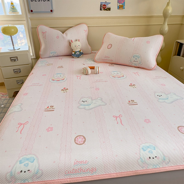 91家纺网 家纺一手货源 找家纺 宜派家纺 2026新款冰豆豆席卡通凉席凉感值过0.21可机洗夏天学生宿舍单人席子 萌萌皮皮狗-床笠