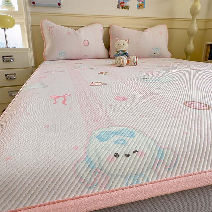 91家纺网 家纺一手货源 找家纺 宜派家纺 2026新款冰豆豆席卡通凉席凉感值过0.21可机洗夏天学生宿舍单人席子 萌萌皮皮狗-床笠