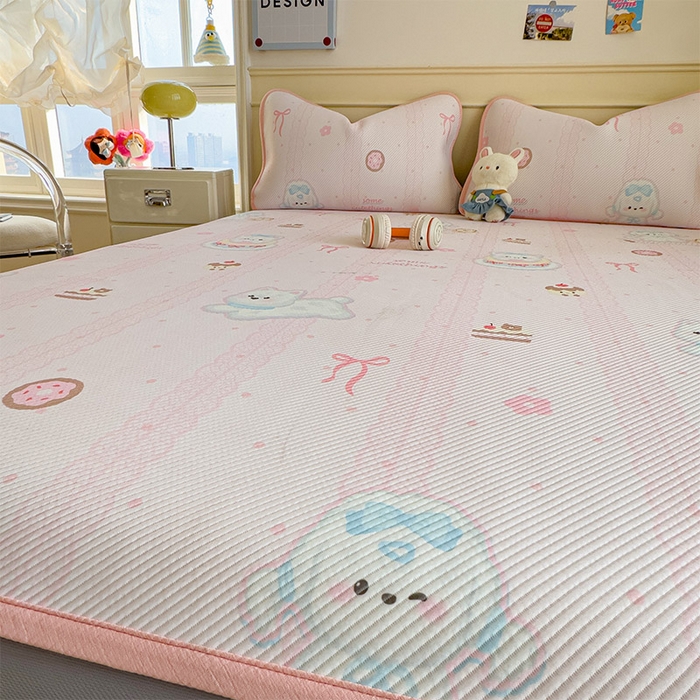 91家纺网 家纺一手货源 找家纺 宜派家纺 2026新款冰豆豆席卡通凉席凉感值过0.21可机洗夏天学生宿舍单人席子 萌萌皮皮狗-床笠