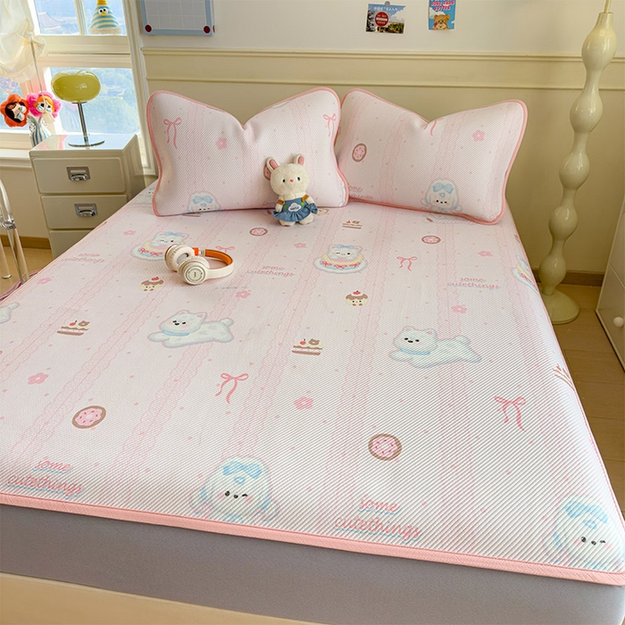 91家纺网 家纺一手货源 找家纺 宜派家纺 2026新款冰豆豆席卡通凉席凉感值过0.21可机洗夏天学生宿舍单人席子 萌萌皮皮狗-床笠