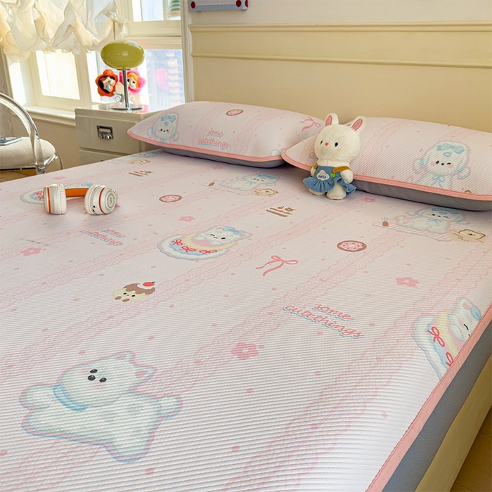 91家纺网 家纺一手货源 找家纺 宜派家纺 2026新款冰豆豆席卡通凉席凉感值过0.21可机洗夏天学生宿舍单人席子 萌萌皮皮狗-床笠