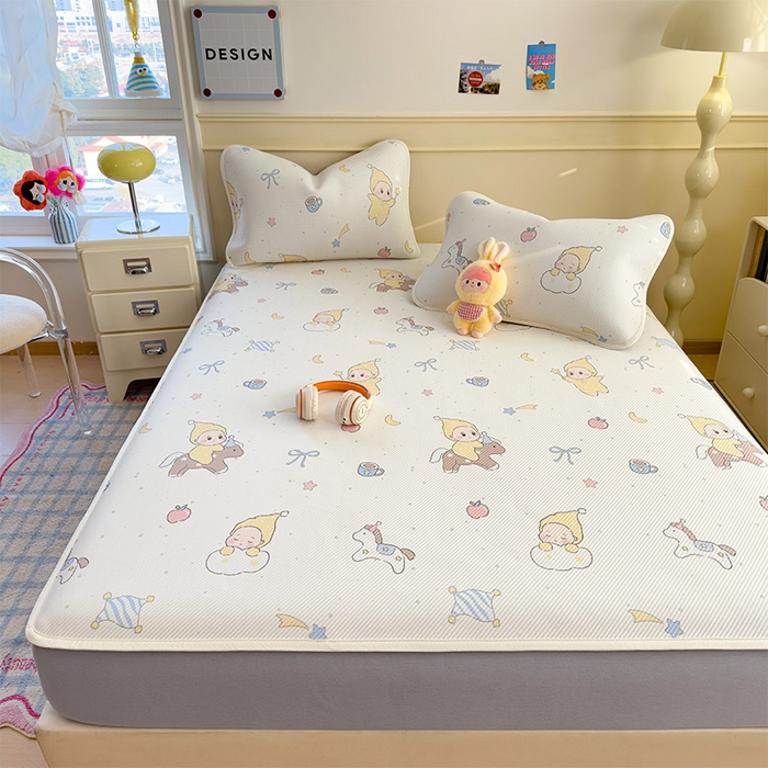 91家纺网 家纺一手货源 找家纺 宜派家纺 2026新款冰豆豆席卡通凉席凉感值过0.21可机洗夏天学生宿舍单人席子 魔力星-床笠